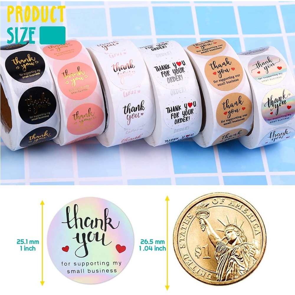 Round Thank You stickers. Perfect for envelopes, shipping labels, merchandise.